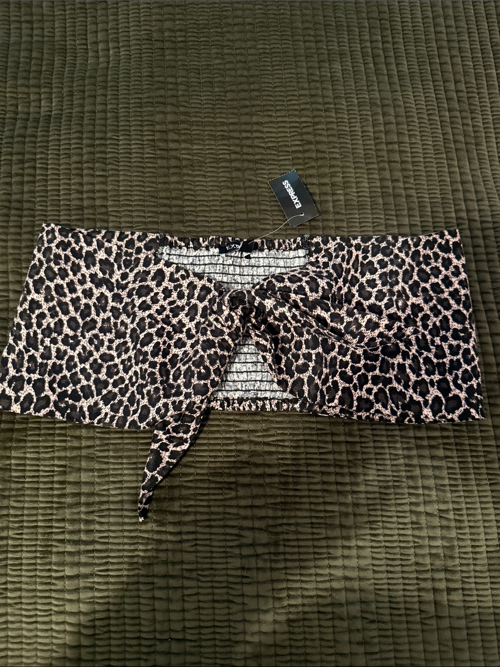 Express Animal Print Tie-Front Waist Sash in Black and Tan